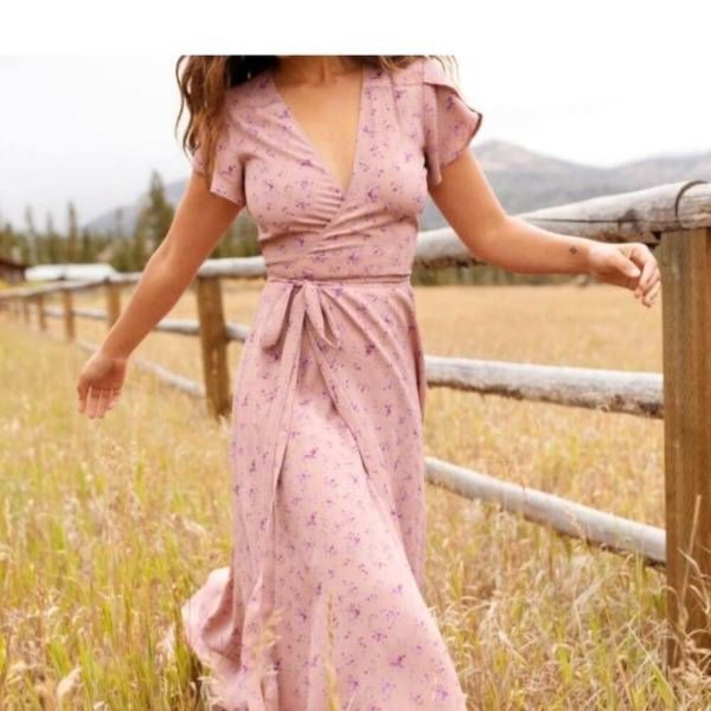 Christy Dawn Pink Floral Midi Dress
